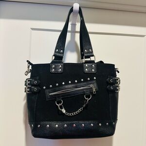 New Edgy Black Studded Shoulder Bag